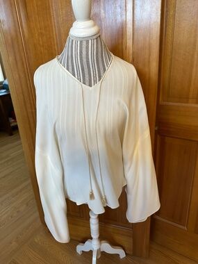 NWT Adam Lippes Satin Backed Crepe Popover Blouse